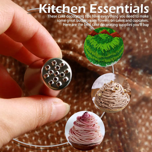 Skypia 3PCS Stainless Steel Grass Icing Nozzles Set Christmas Cupcake Mousse Cake Decorating Tips Piping Nozzles DIY Baking Tools (Multiple)...