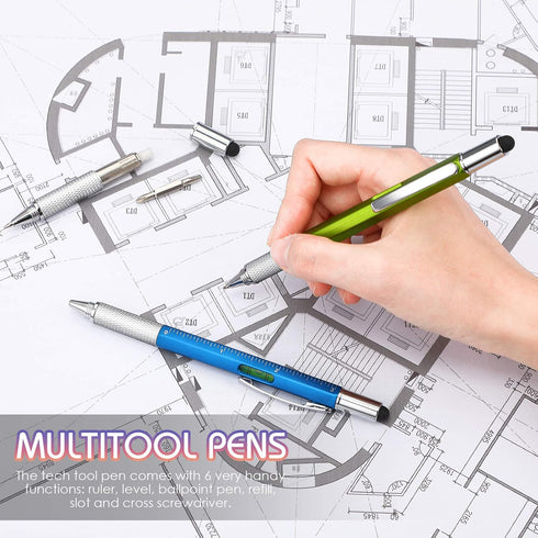 Zonon 36 Pcs Multitool Tech Pen 6 in 1 Ink Pens with Ruler Level Gauge Screwdriver Multifunction Touch Screen Ballpoint Pens and Black Pen Refills...