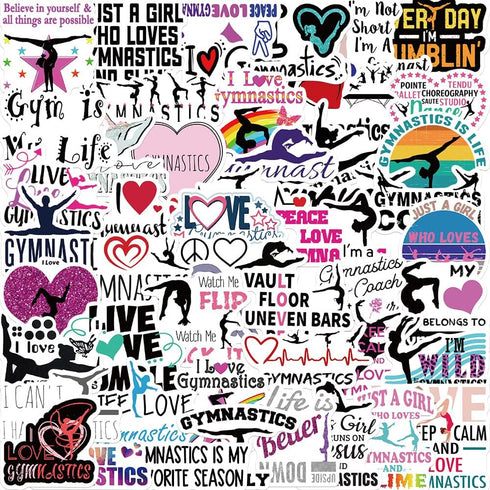 52PCS Gymnastics Stickers,Water Bottles Laptop Car Decal - Perfect Gymnastics Gifts for Girls and Teenagers...