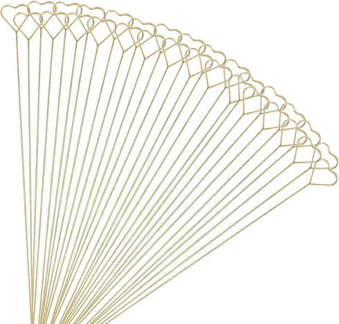 Tinsow 30 Pcs Metal Floral Place Card Holder, 13.4 Inch Heart Shape Flower Picks Clip for Floral Arrangement, Golden Gift Card Holder for Wedding ...