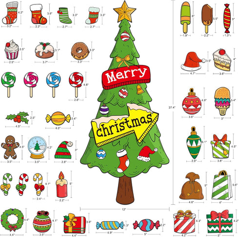 SICOHOME Christmas Bulletin Board Decorations Set 48 Pcs Winter Classroom Decoration Merry Christmas Tree Paper Cutout Christmas Home Wall School ...