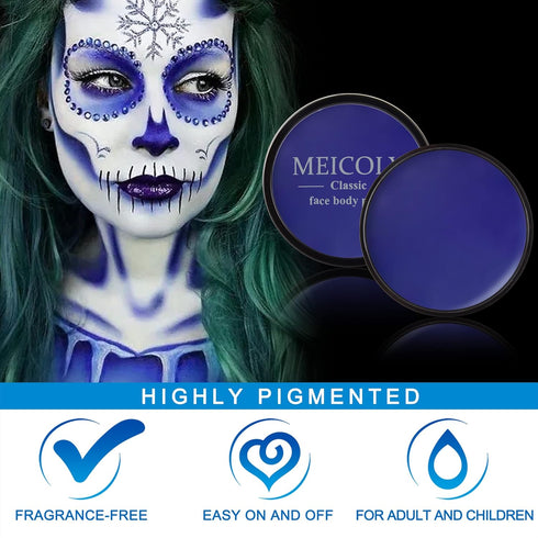 MEICOLY Blue Face Body Paint,30g/1.05oz Water Based Washable Full Body Paint for Adult and Kids,Dark Blue Single Face Painting for Adults, SFX Smu...