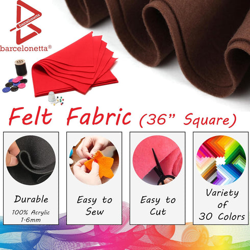 | Felt Fabric | 36" X 36" Square | 1.6mm Thick | Acrylic & Soft Felt | Felt for DIY Crafts, Projects, Sewing (Black, 36" X 36")...