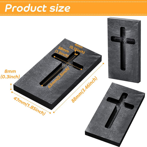 Skyley Cross Graphite Casting Ingot Mold Metal Refining Scrap Melting Casting Mould for Gold Silver Metal...