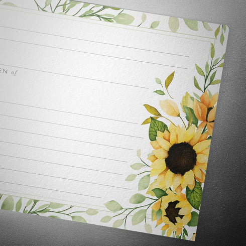 50 Sunflower Recipe Cards from Dashleigh, 4x6 inches, Double-Sided...