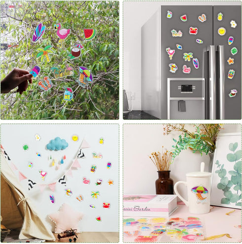 20 PCS Hawaiian Thick Gel Clings Summer Beach Window Gel Clings Decals Stickers for Kids Toddlers and Adults Home Airplane Classroom Nursery Hawai...
