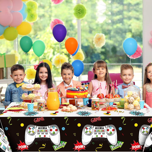 Tatuo 3 PCS Video Game Table Cover Video Game Birthday Decoration Game Theme Plastic Table Cloth Party Supplies for Boys Girls Kids Player Geek Pa...