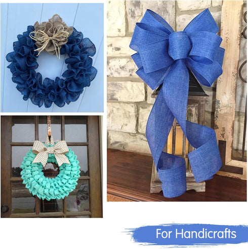 TONIFUL Burlap Wired Ribbon, 2.5 Inch Faux Burlap Ribbons, Turquoise Aqua Blue Burlap Ribbon for Christmas, Home Decor, Gift Wrapping, Tree Topper...