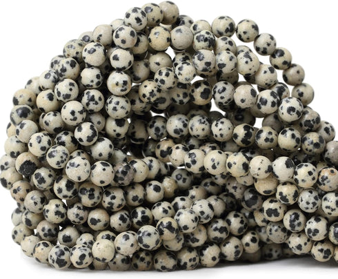 60PCS 6mm Natural Dalmatian Stone Round Loose Beads for Jewelry Making DIY Findings 1 Strand 15"...