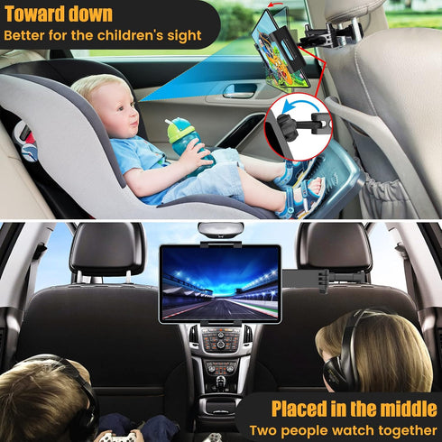Tablet Holder for Car,ipad Headrest Mount for 5.5-18.4 Inch Tablet/ipad/Phones Car Tablet Holder with 360°Rotating Adjustable Trip Essentials,Blac...
