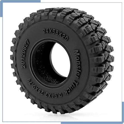 Soft Rubber RC 1.0 Tires 58MM with Foam Insert 4PCS for 1/18 TRX4M Upgrades 1/24 SCX24 Tires...