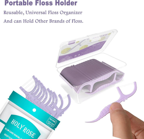 Holy rose Dental Floss Picks Portable Case with 50 Count Flossers,Holy rose Twin-Line Floss Sticks, Mint Flavor,Dual Action Clean Oral Perfect Too...