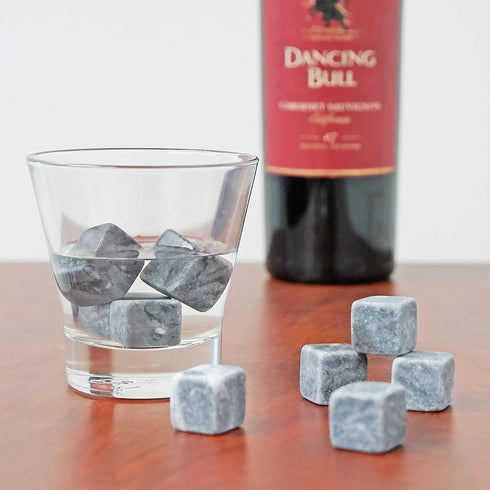 Marble Whiskey Stones – Natural Reusable Chilling Rocks for Whiskey & Bourbon, Silver Finish, One Size...