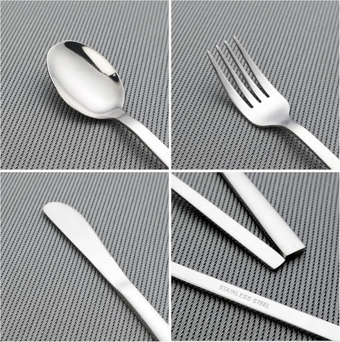 6 Pieces Silverware Single Set, Knife Fork Spoon with Carrying Case...