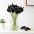 Duovlo 20pcs Calla Lily Bridal Wedding Bouquet Lataex Real Touch Artificial Flower Home Party Decor (Black)...