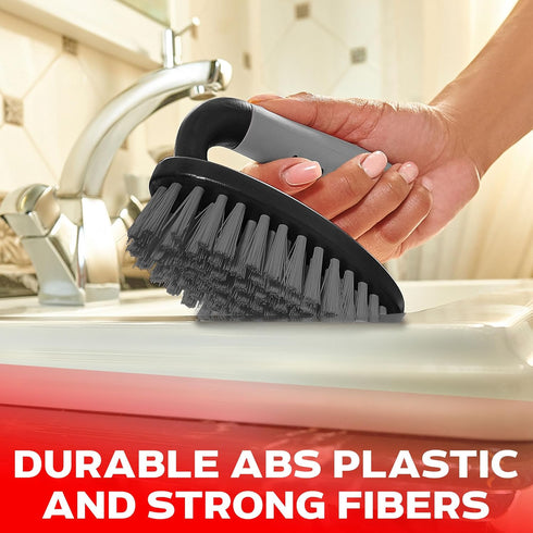 Scrub Brush Set of 3pcs - Cleaning Shower Scrubber with Ergonomic Handle and Durable Bristles - Grout Cleaner Brush - Scrub Brushes for Cleaning B...