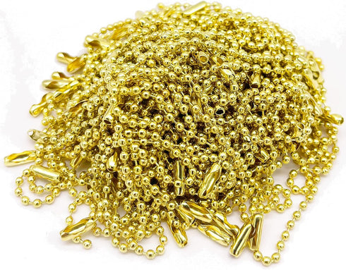 150 Pcs 100mm 4-Inch Bead Chain, 2.4mm Diameter With Ball Connector Clasp Keychain Rings Metal Nickel Dog Tag Chain (Gold)...