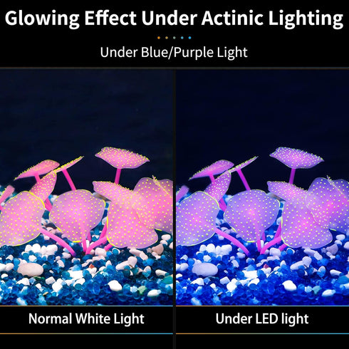 Uniclife Silicone Coral Plant Decorations Glowing Artificial Ornament for Fish Tank Aquarium, Yellow, Ball Shape...