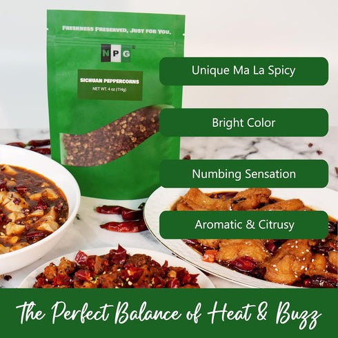 NPG Premium Szechuan Red Peppercorns Sichuan Whole Peppercorns 4 Ounces, A Mouth-numbing Spice, Red Sichuan Peppers for Kung Pao Chicken, Mapo Tof...