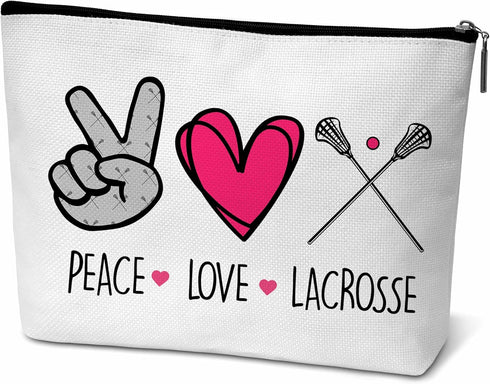 Peace Love Lacrosse Makeup Bags, Lacrosse Gifts for Boys Kids Friends, Hockey Accessory Bag Lacrosse Accessories -B40...