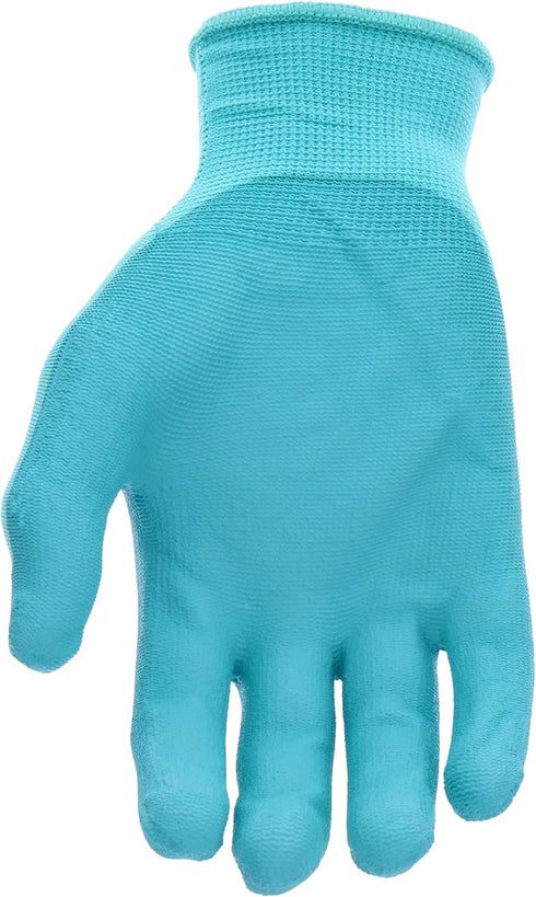 Miracle-Gro MG37164 Stretch Knit Gardening Gloves - Aqua Blue, Medium/Large, PU Work Gloves with Nylon Shell, Water Resistant...