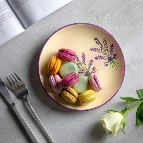 City to Cottage Handmade Lavender Floral Purple And Cream Glazed 7.9inch/20cm Side Plate, Dessert Plate, Unique Ceramic Dinnerware, Housewarming G...