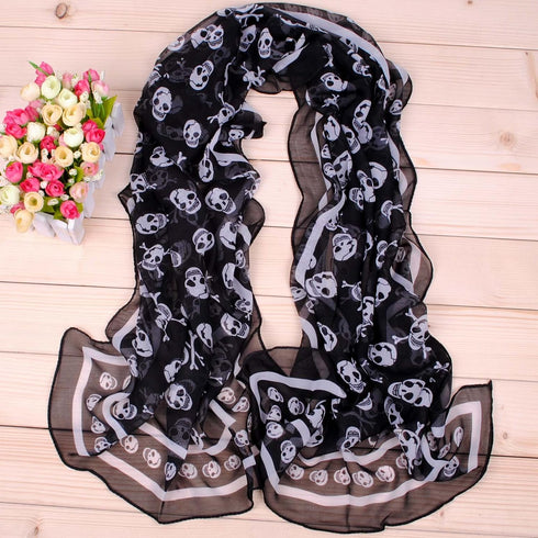 Sugar Skulls Print Scarf Shawl Halloween Large Fashion Scarves for Women (2 skull)...