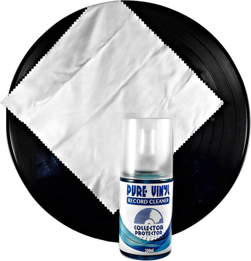 Premium Record Cleaning Solution - 6.7 oz Liquid Vinyl Record Cleaner & Anti-Static Microfiber Cloth Will Keep Your Prized Albums Sounding Like Ne...