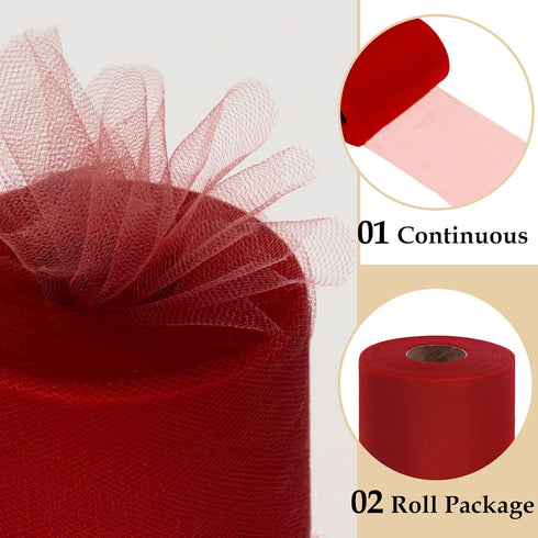 Red Tulle Fabric Roll 6 Inch by 100 Yards (300 feet) Sheer Tulle Ribbon for Christmas Gift Wrapping Tutu Valentine's Day Party Decorations Table S...