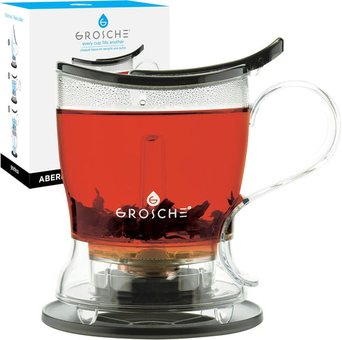 GROSCHE Aberdeen Tea Infuser Teapot & Smart Tea Maker - BPA-Free, Drip-Free Design | Coaster | Easy Brew | Easy Clean Steeper | Loose Leaf Brewing...