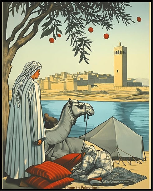 Posterizer 1 pcs-vintage travel poster-come to Palestine-Collectibles & Fine Art-Vintage Art- Gift for Men Women Entrepreneur Teens- unframed wall...