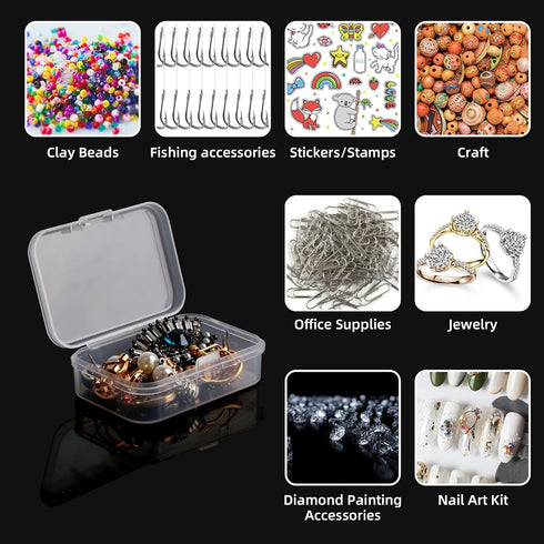 Bead Organizer Box, Small Clear Plastic Beads Storage Containers Box, Bead Organizers with Lid, Mini Storage Box Use for Diamond Art?DIY Crafts?Pi...