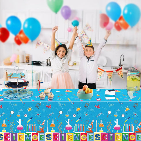 4 PCS Science Party Tablecloth Decorations Mad Scientist Theme Birthday Party Supplies Science Party Tablecloth Rectangular ?51 x 86in Laboratory ...