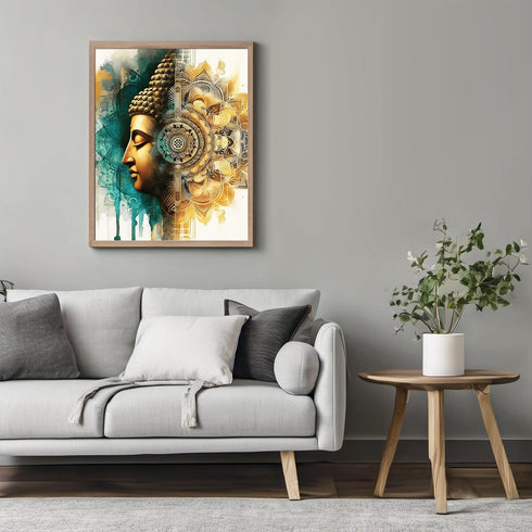 Posterizer 1 pcs-Gold Buddha-Zen Pastel Mandala Poster-Abstract & Modern Art-Religious Posters-Gift For Buddhism Meditation philosophy Fans- unfra...