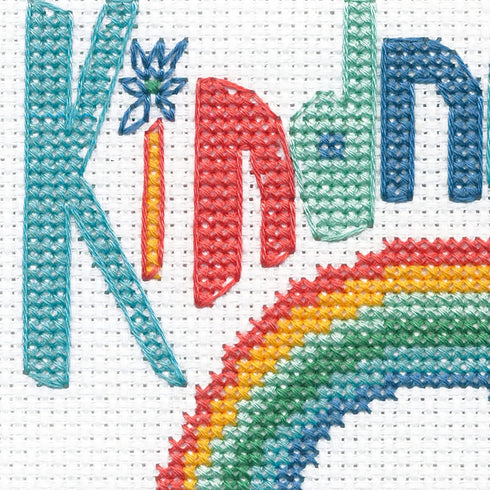 DIMENSIONS Kindness Matters Counted Cross Stitch Kit, 14 Ct. White Aida Cloth, Finished Project 5" x 7", Multicolor 4 Piece...