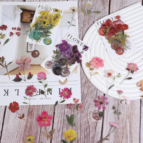 160pcs Pressed Flower Themed Stickers Dried Flowers Stickers Scrapbook Stickers for Making Junk Journal Card Making DIY Crafts...