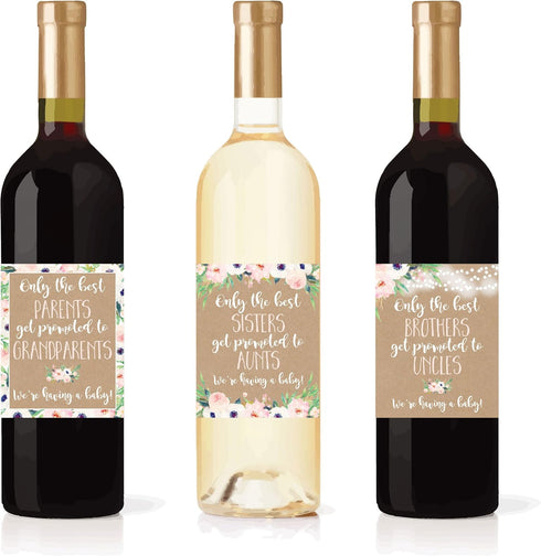 Hadley Designs - Pregnancy Announcement Gifts, Funny Wine Bottle Labels or Stickers For Parents to Grandparents, Brothers Sisters Promoted to Aunt...