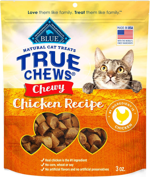 Blue Buffalo True Chews Natural Chewy Cat Treats, Made in the USA, Chicken Recipe, 3-oz. Resealable Bag...