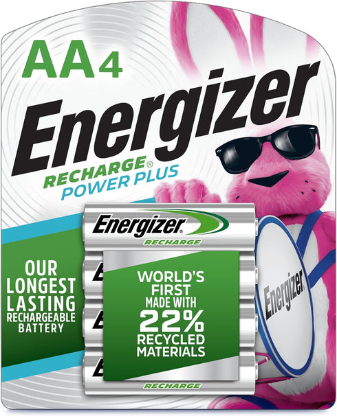 Energizer Power Plus Rechargeable AA Batteries (4 Pack), Double A Batteries...