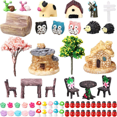 Skylety 64 Pieces Miniature Garden Accessories Mini Animals Miniature Ornament Kit Animal Figurines Animals Miniature Micro Landscape Accessories ...