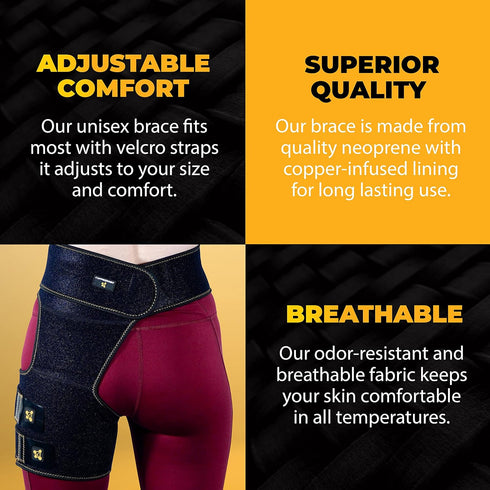 CopperJoint Hip Support Brace for Sciatica Pain Relief , Help Circulation - Hip Flexor Compression Wrap & Sciatic Nerve Brace for Comfort & Recove...