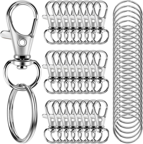 50PCS Metal Lobster Claw Clasp with Key Rings, 25PCS Keychains Clips Hooks and 25PCS Key Chain Rings, keychain accessories, keychain Rings making ...