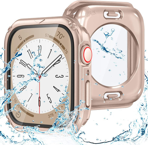 Goton 2 in 1 Waterproof Rugged Case for Apple Watch Screen Protector 44mm Series 6 5 4 SE, 360 Protective Glass Face Cover Hard PC Bumper + Back F...