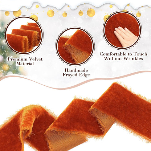 4 Rolls Silk Velvet Ribbon for Gift Wrapping 6 Yard Frayed Edge Ribbon for Wedding Bouquet Invitations DIY Crafts Bridal Shower Wreaths Decor, 24 ...