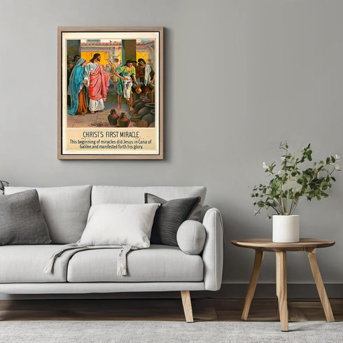 Posterizer 1 pcs-Christ's first miracle poster-Religious Posters-Gifts for Christians -Decor for Church, Sunday School Classroom- unframed wall ar...