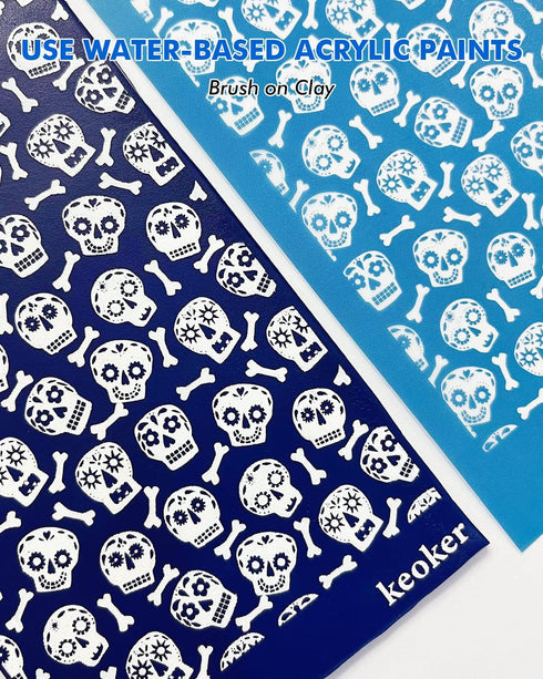 KEOKER Halloween Silk Screen for Polymer Clay, 6 PCS Fall Silk Screen Stencils for Polymer Clay on Clay & Other Jewelry Clay Earrings Decoration, ...