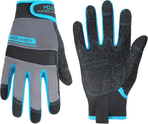 HANDLANDY Grip Work Gloves for Women Men, Safety Utility Yard Working Gloves, Flexible Touch Screen Mechanics Gloves (Grip-upgraded, Medium (Pack ...