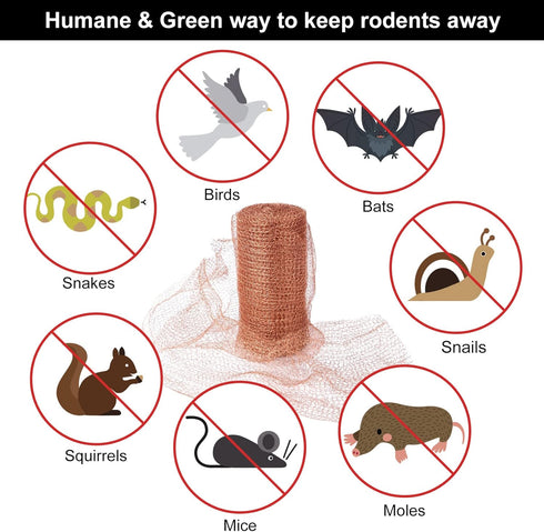 Copper Mesh Roll for Mice Rat Rodent Repellent, Sturdy 5’’ * 32Ft Copper Wool Mouse Trap for Bat Snail Bird Control with Packing Tool...