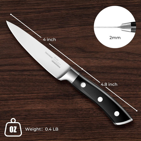 Paring Knife, 4 inch Small Kitchen Knife Ultra Sharp German Stainless Steel Fruit and Vegetable Cutting Chopping Knives - Full Tang Ergonomic Hand...