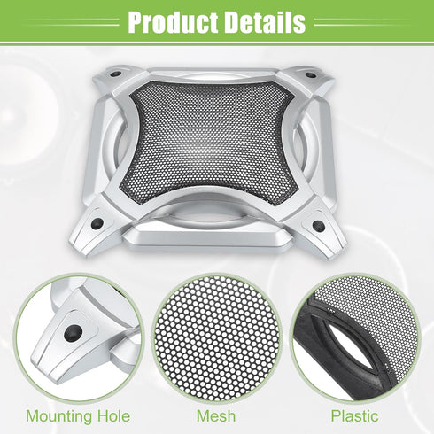 ACROPIX Universal 6" Car Speaker Grills Cover Mesh Square 6 Inch Audio Speaker Subwoofer Guard Protector Case with Screws Iron Silver Tone - Pack ...